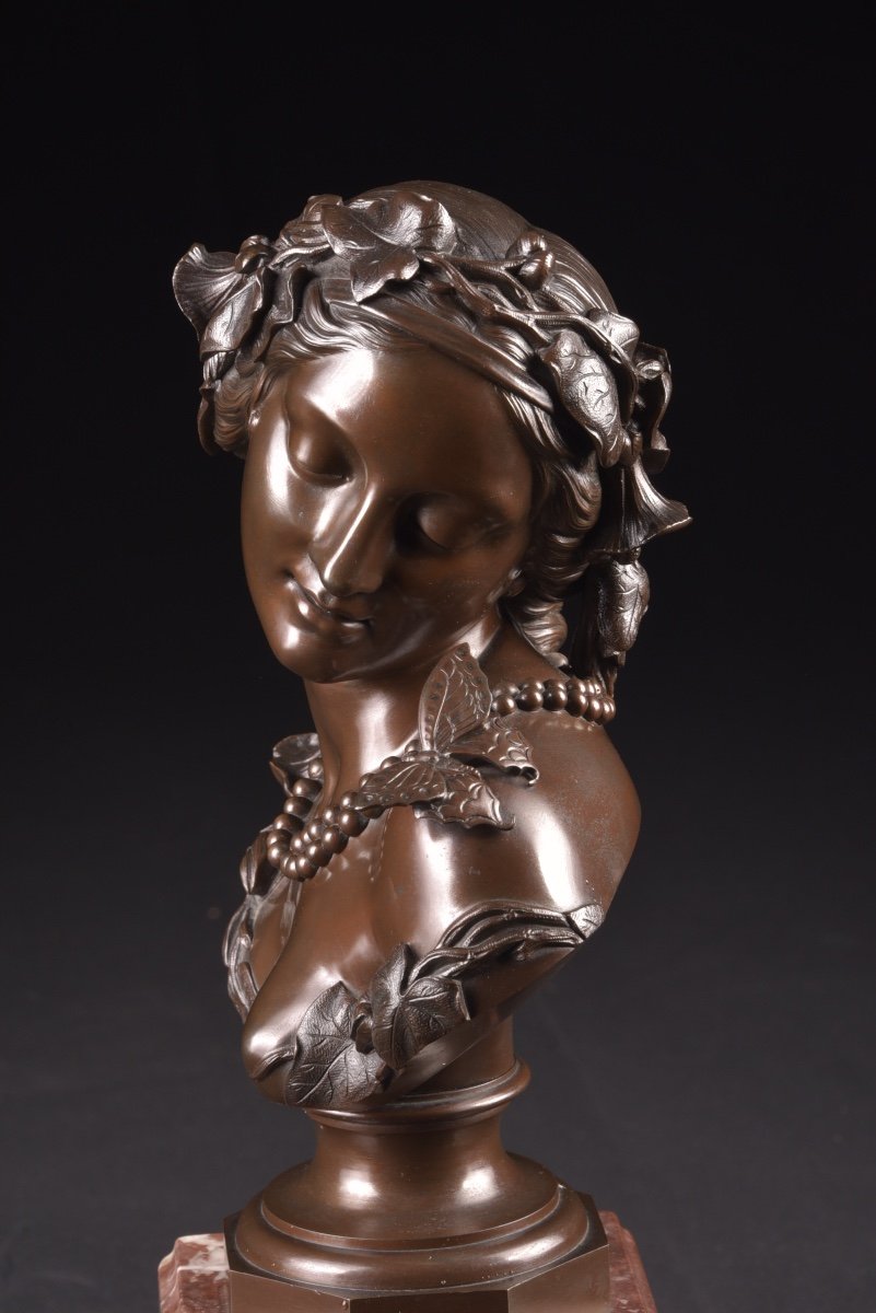 Jan Jozef Jacquet (1822-1898) : Buste En Bronze d'Une Jeune Femme, 1857-photo-8