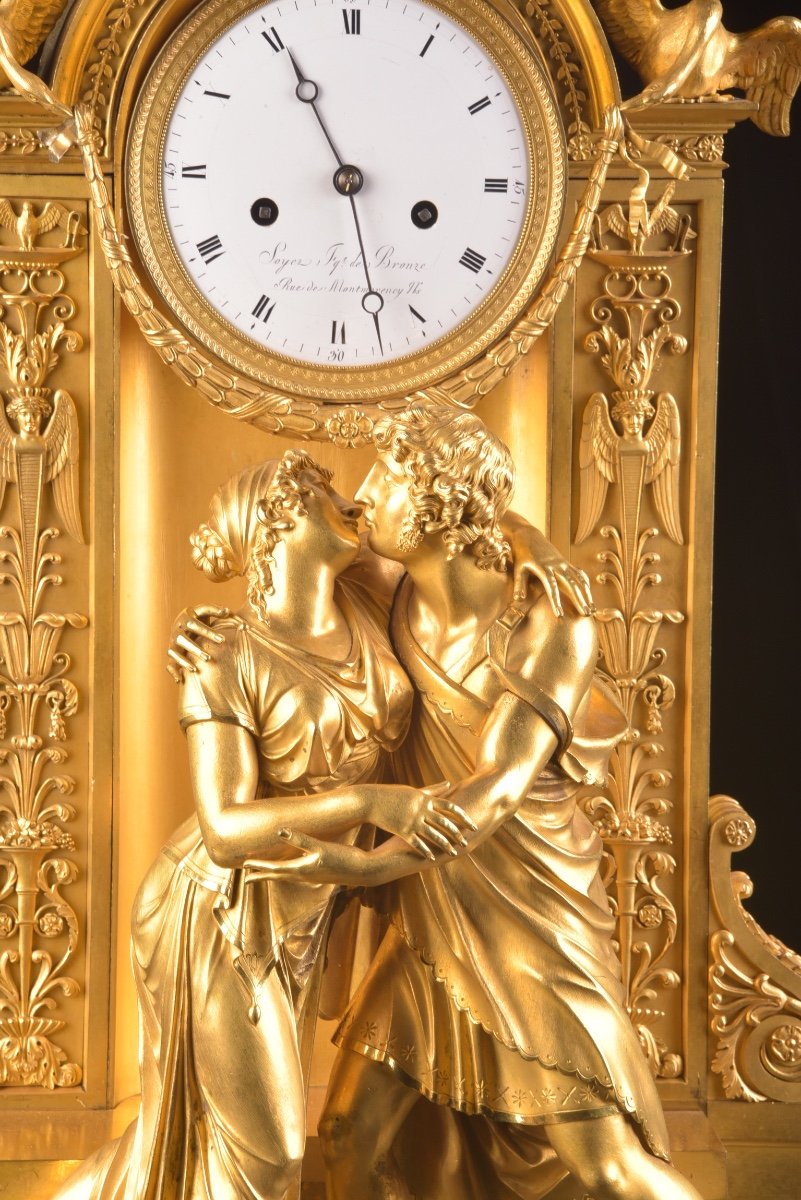A Large Clock, "le Raccommodement", France Empire, Model By Claude Galle, 1800-1810-photo-5