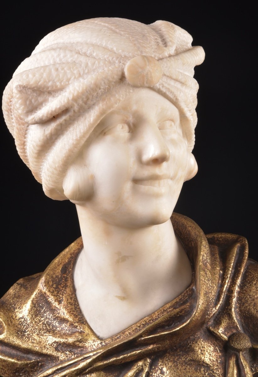A. Trefoloni (xix-xx) A Bust In Bronze And Alabaster, 50 Cm-photo-3