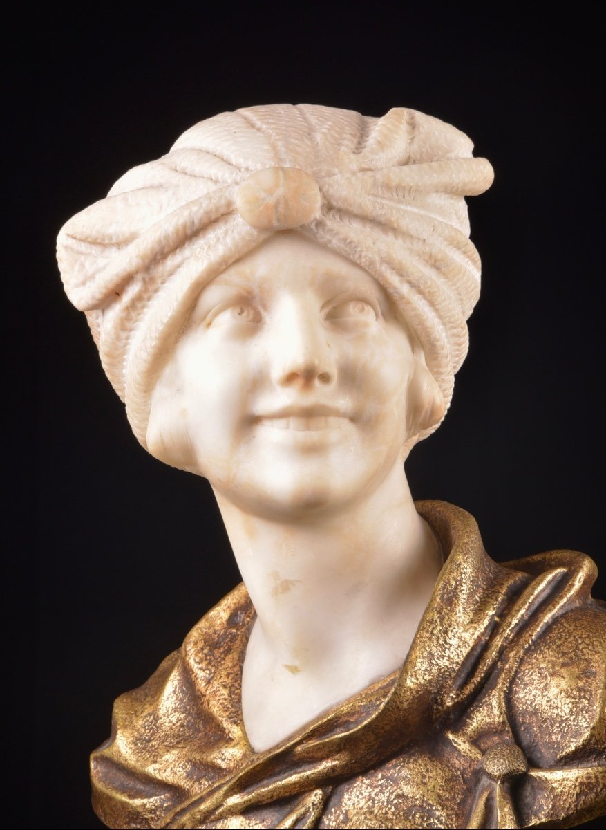 A. Trefoloni (xix-xx) A Bust In Bronze And Alabaster, 50 Cm-photo-4