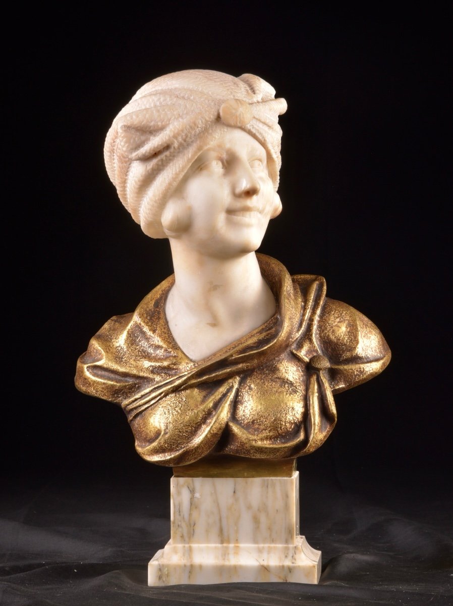 A. Trefoloni (xix-xx) A Bust In Bronze And Alabaster, 50 Cm-photo-5