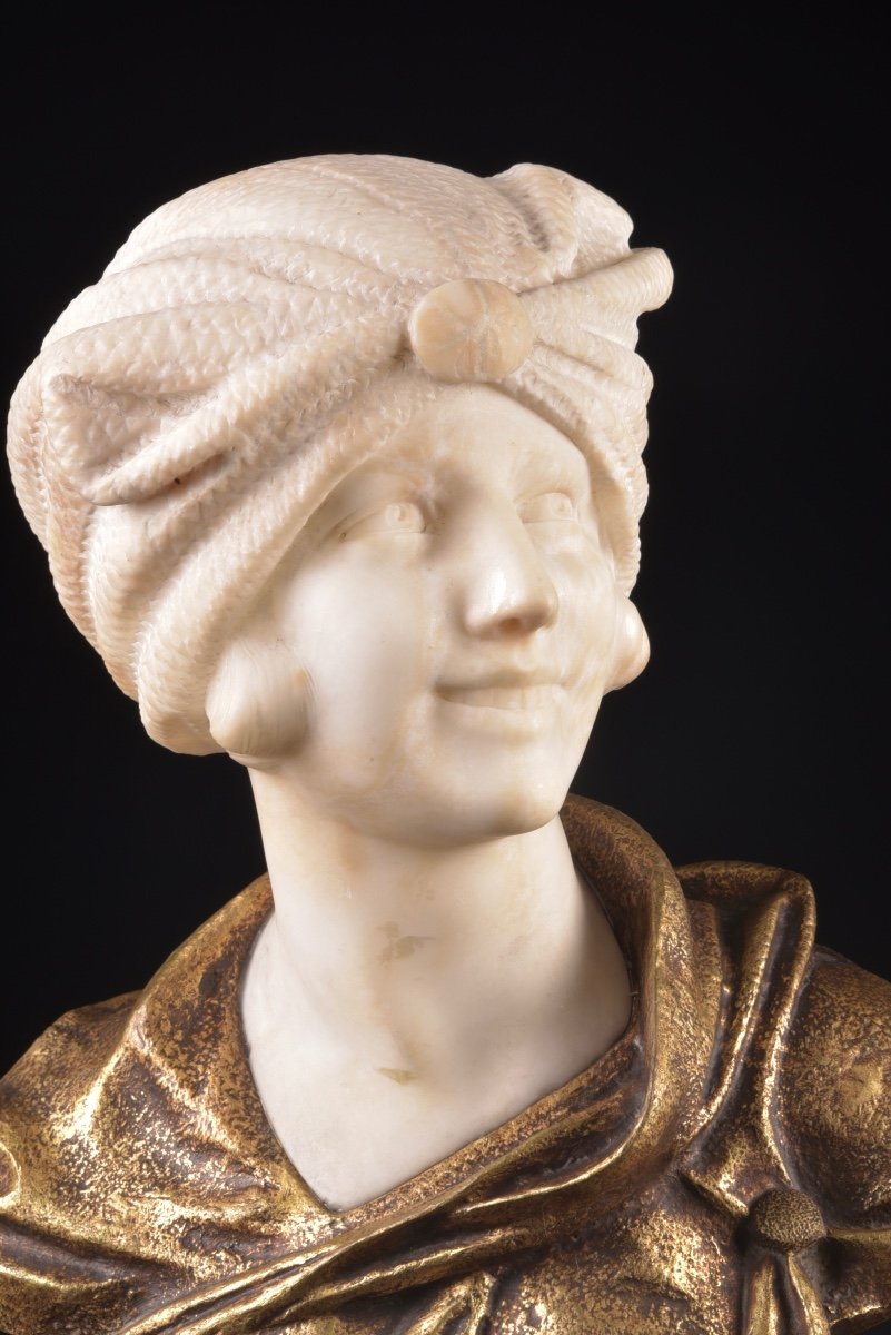 A. Trefoloni (xix-xx) A Bust In Bronze And Alabaster, 50 Cm-photo-6