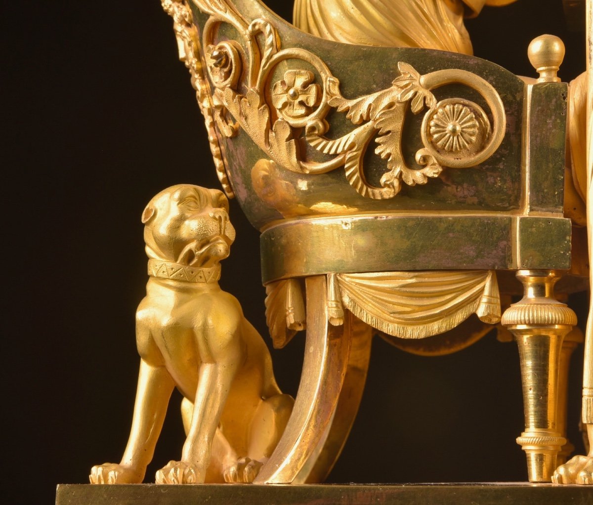 La Lectura, une pendule de cheminée Empire français en bronze doré, ca. 1800-photo-7