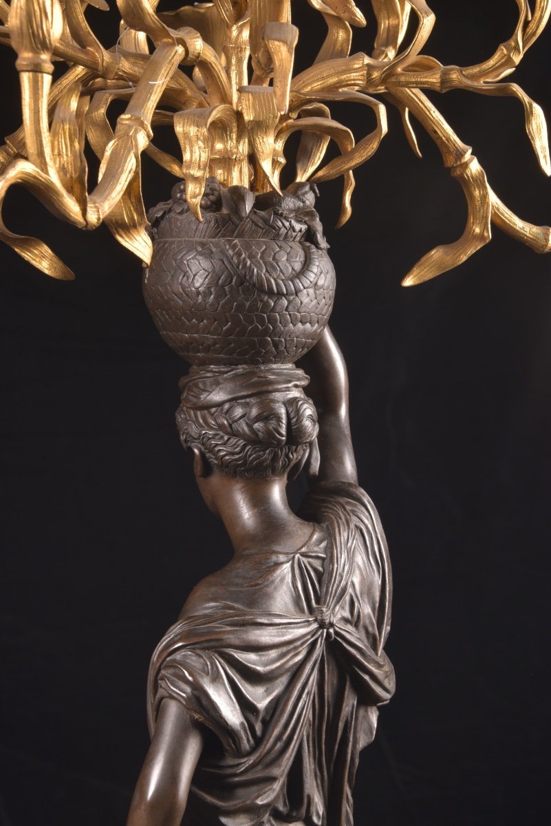A Large Pair Of Bronze Nubian Orientalist Candelabra By Charles Cumberworth Ca.1850-photo-2