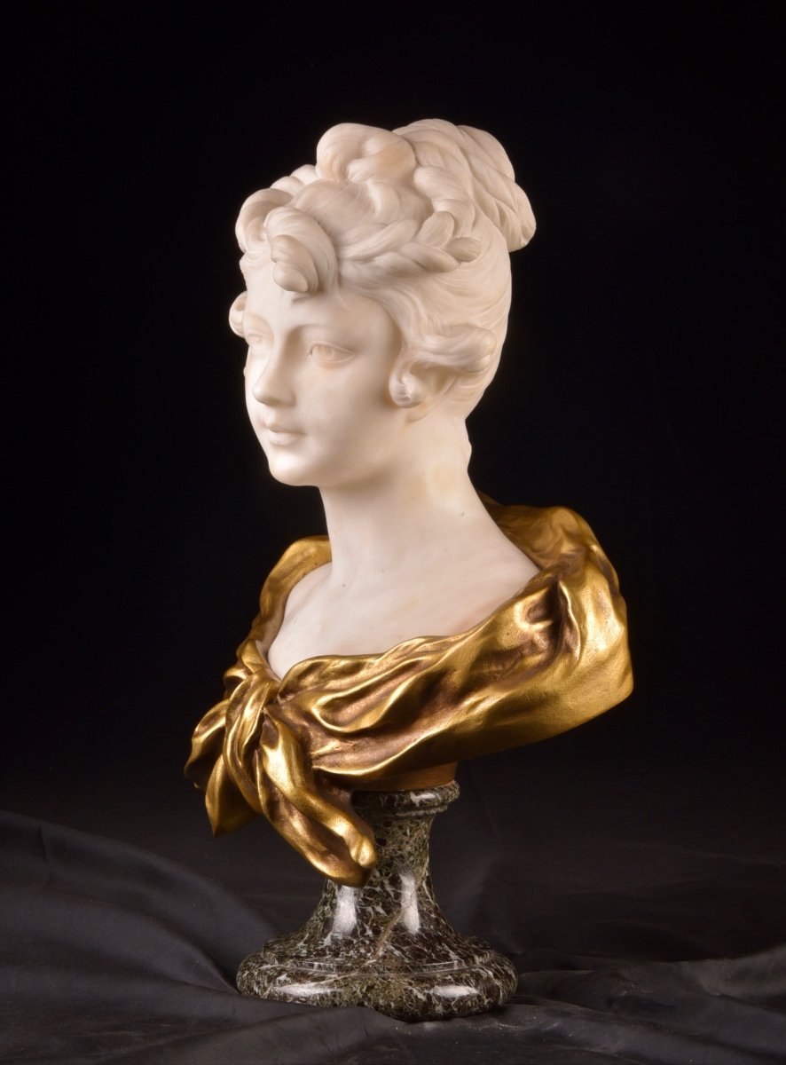 Beautiful And Large Bust Of Alphonse Henri Nelson (paris, 1854-1919)-photo-4