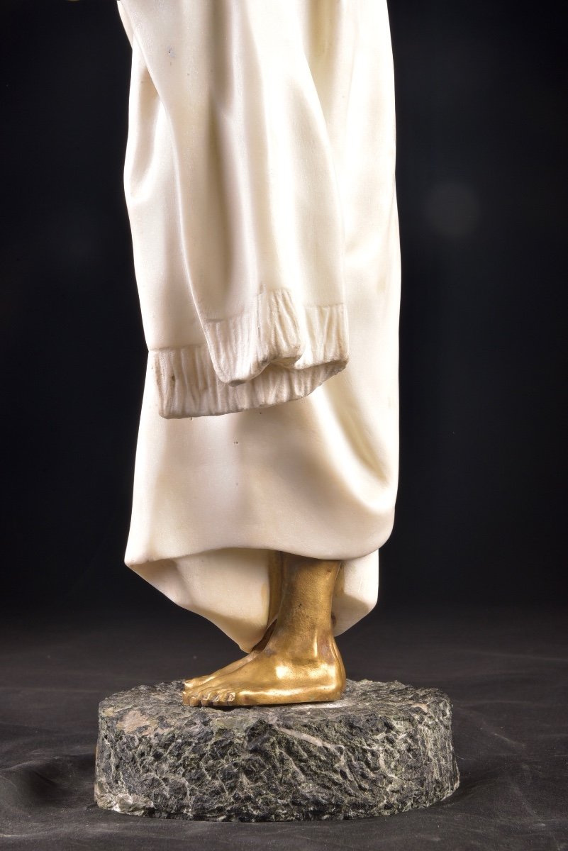 The Marble Figure Of An Arab Woman By Louis Hottot (french, 1829-1905)-photo-4
