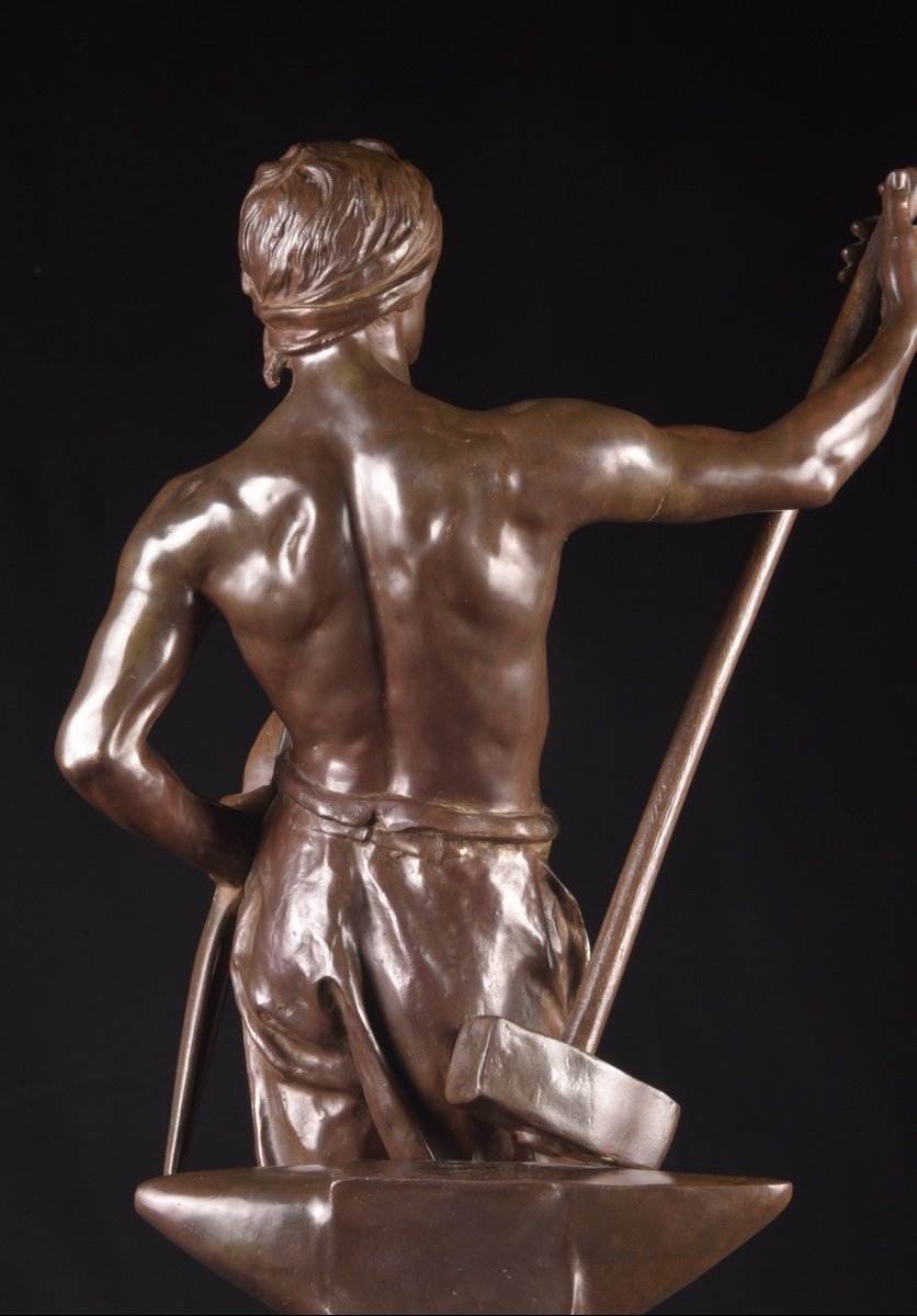 Antoine Bofill (born In 1875), The Blacksmith, Bronze With Brown Patina-photo-4