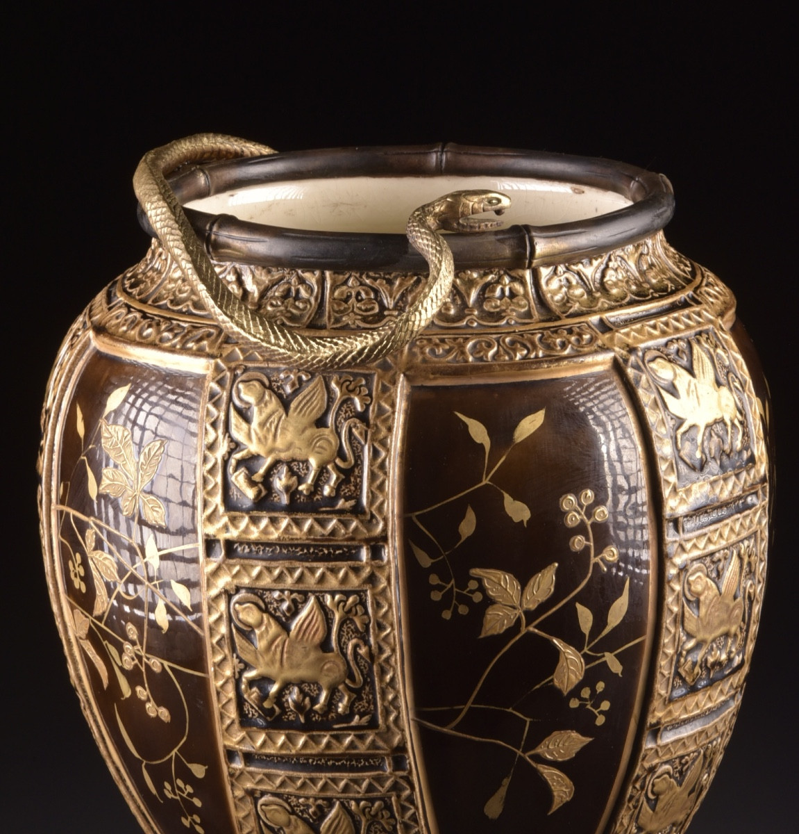 French Porcelain And Gilt Bronze Vase In Japanese Style, Circa 1880-photo-2