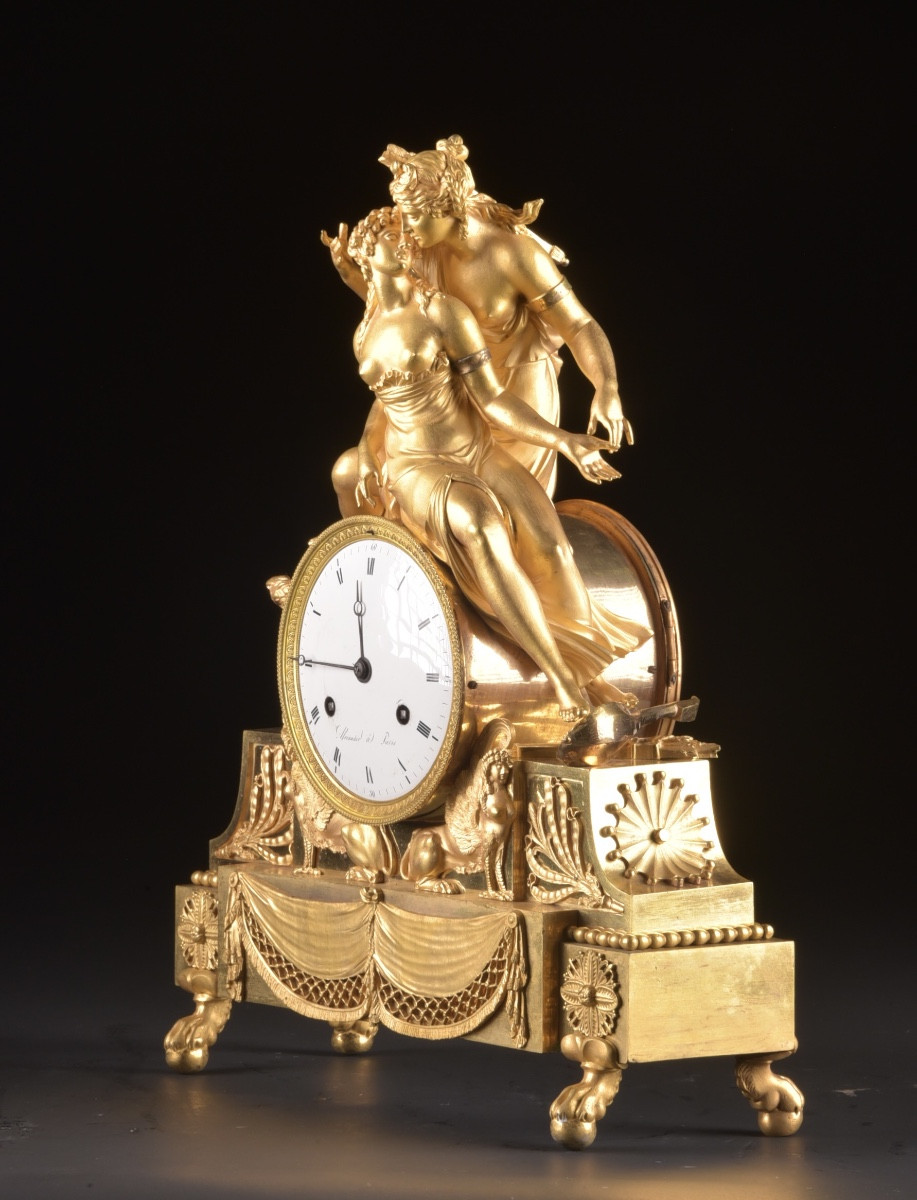 Empire Mantel Clock “diana And Callisto” – Alexandre à Paris, Circa 1810-photo-3