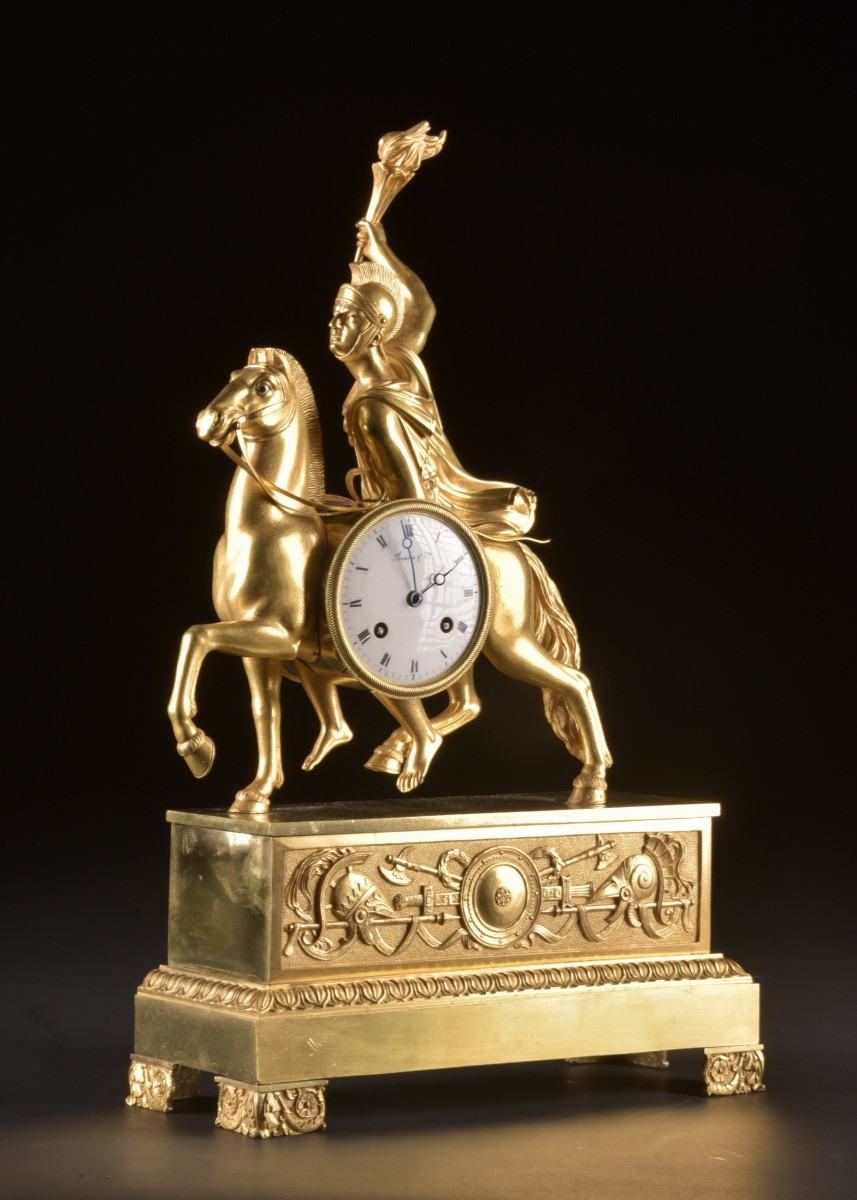 Pendule Empire « Le Guerrier à la Torche » – signée Thomire & Cie, vers 1815-photo-3