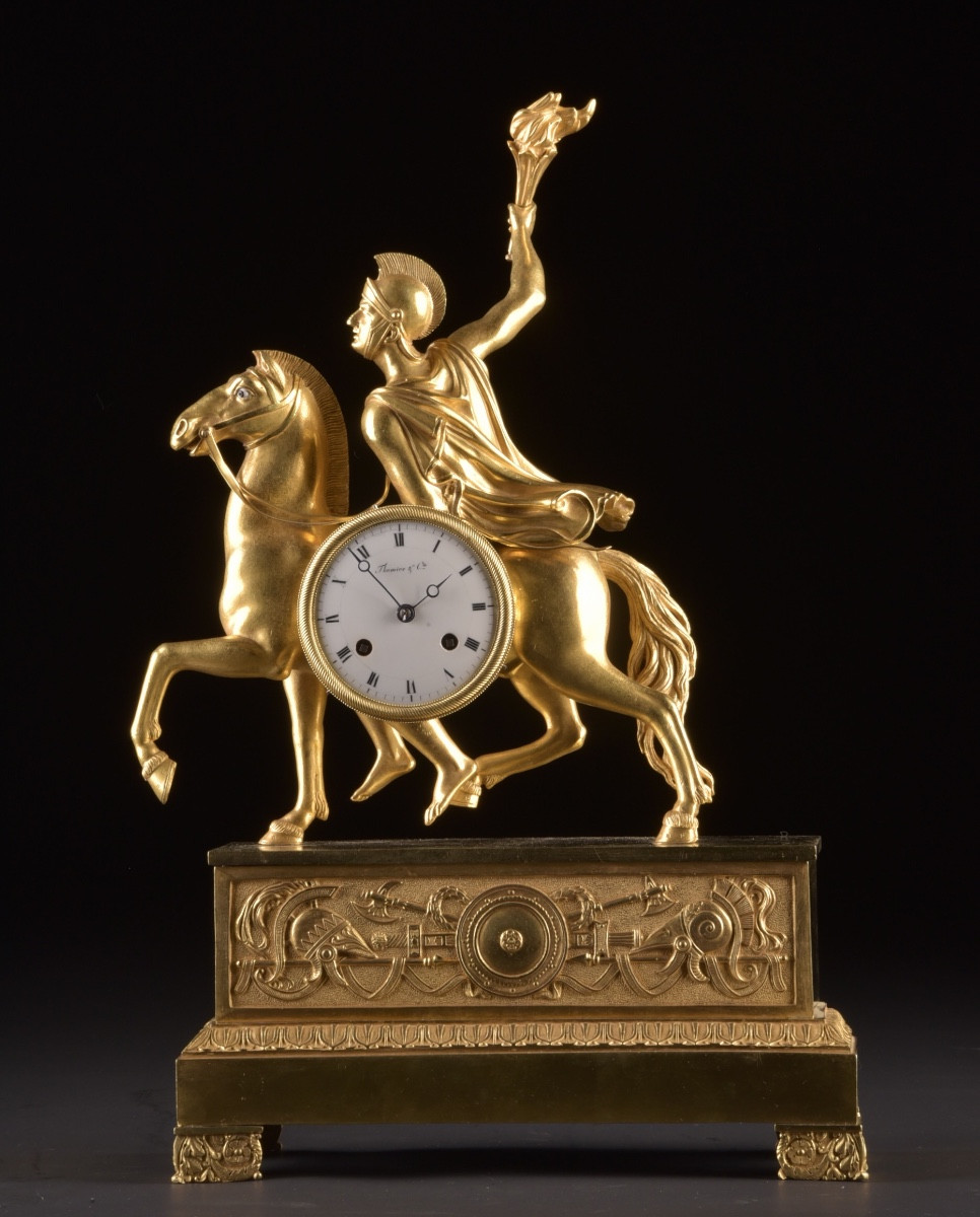 Pendule Empire « Le Guerrier à la Torche » – signée Thomire & Cie, vers 1815