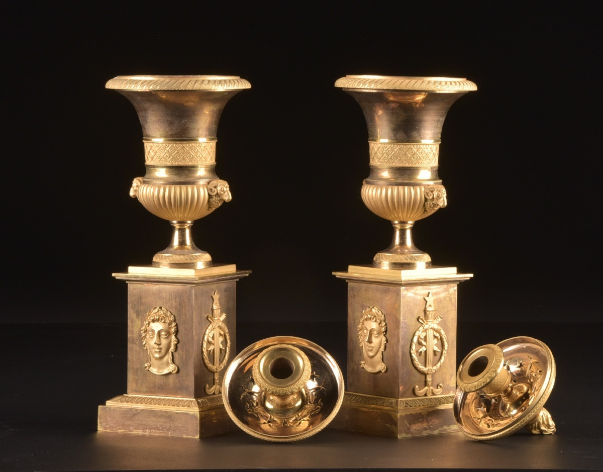 Empire Candlesticks Incense Burners C. 1810-photo-2