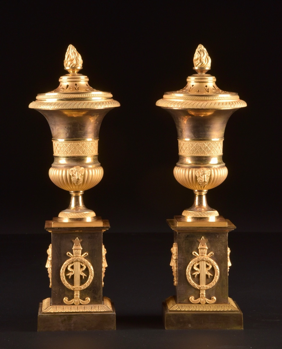 Empire Candlesticks Incense Burners C. 1810-photo-4