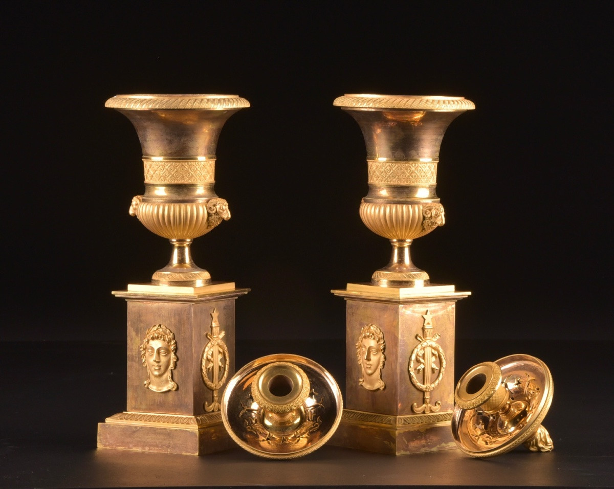Empire Candlesticks Incense Burners C. 1810-photo-6