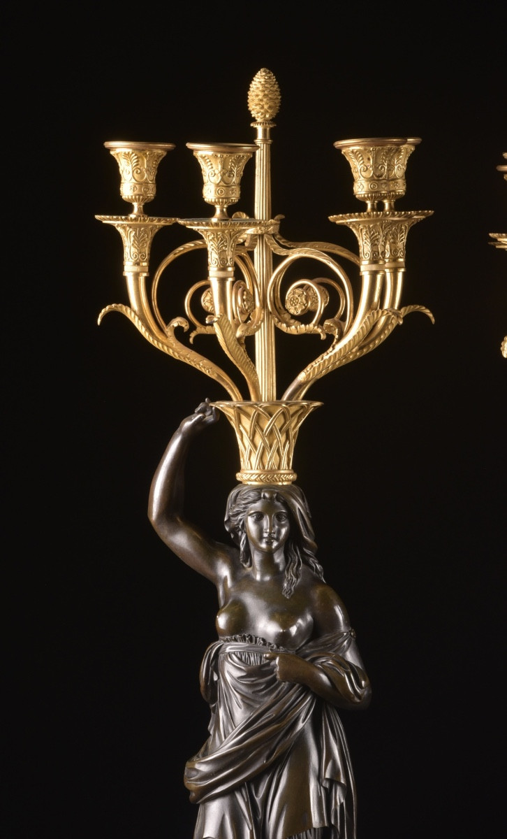 Pair Of Monumental Candelabra From The Empire Period, After A Model By François Rémond -photo-4