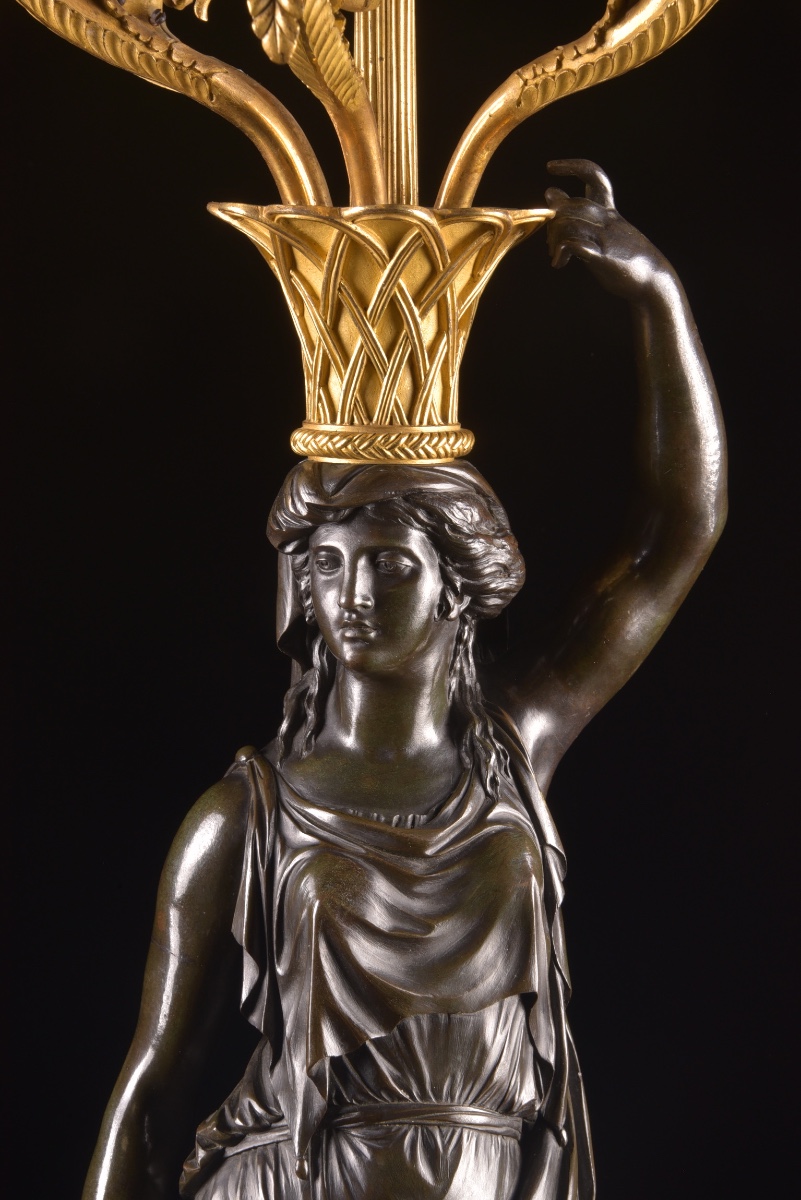 Pair Of Monumental Candelabra From The Empire Period, After A Model By François Rémond -photo-2