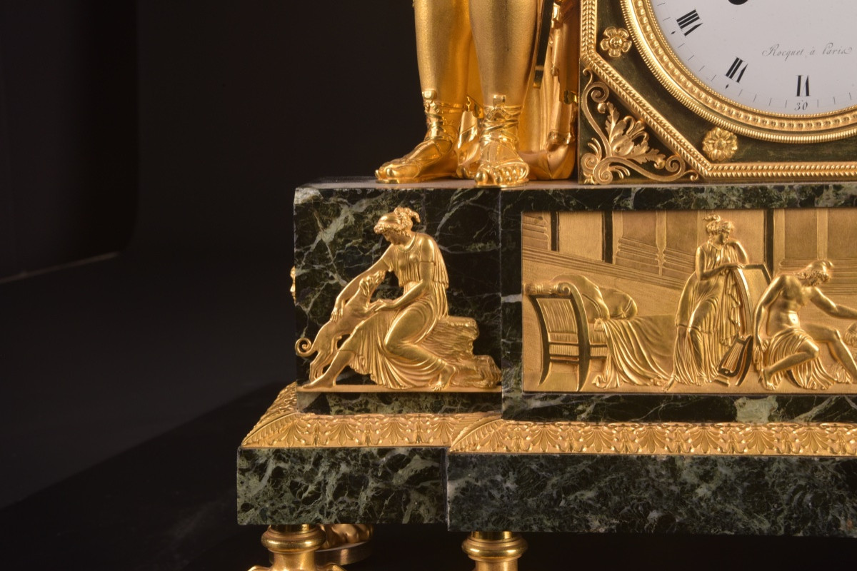 Pendule Empire "Hector", attribuée à Claude Galle, mouvement signé Rocquet à Paris-photo-6