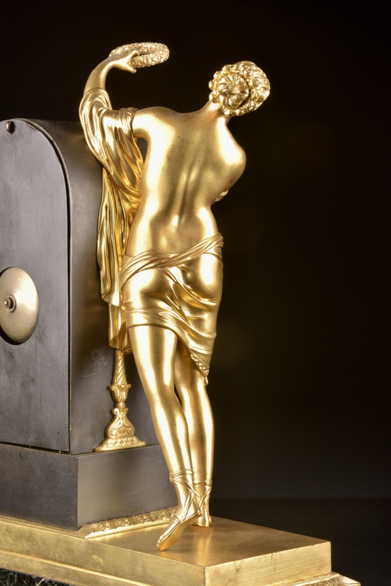 “l'oubli Du Temps” – Empire-style Cercle Tournant Mantel Clock After Claude Galle-photo-4