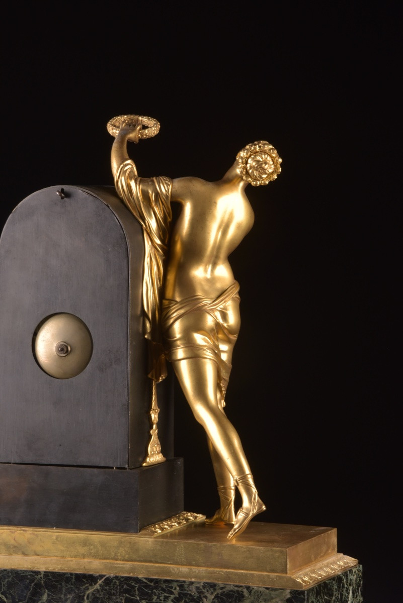“l'oubli Du Temps” – Empire-style Cercle Tournant Mantel Clock After Claude Galle-photo-7