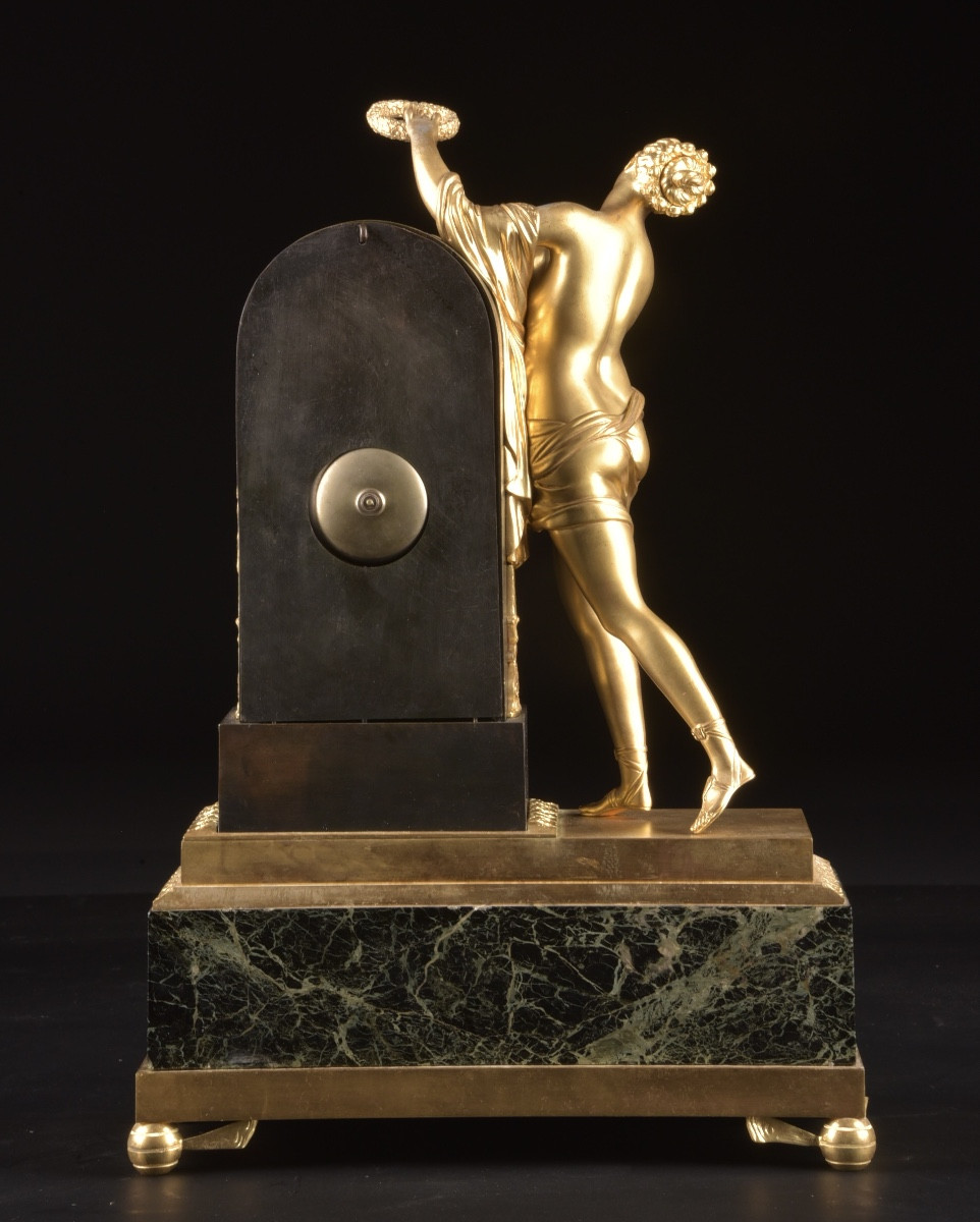“l'oubli Du Temps” – Empire-style Cercle Tournant Mantel Clock After Claude Galle-photo-5