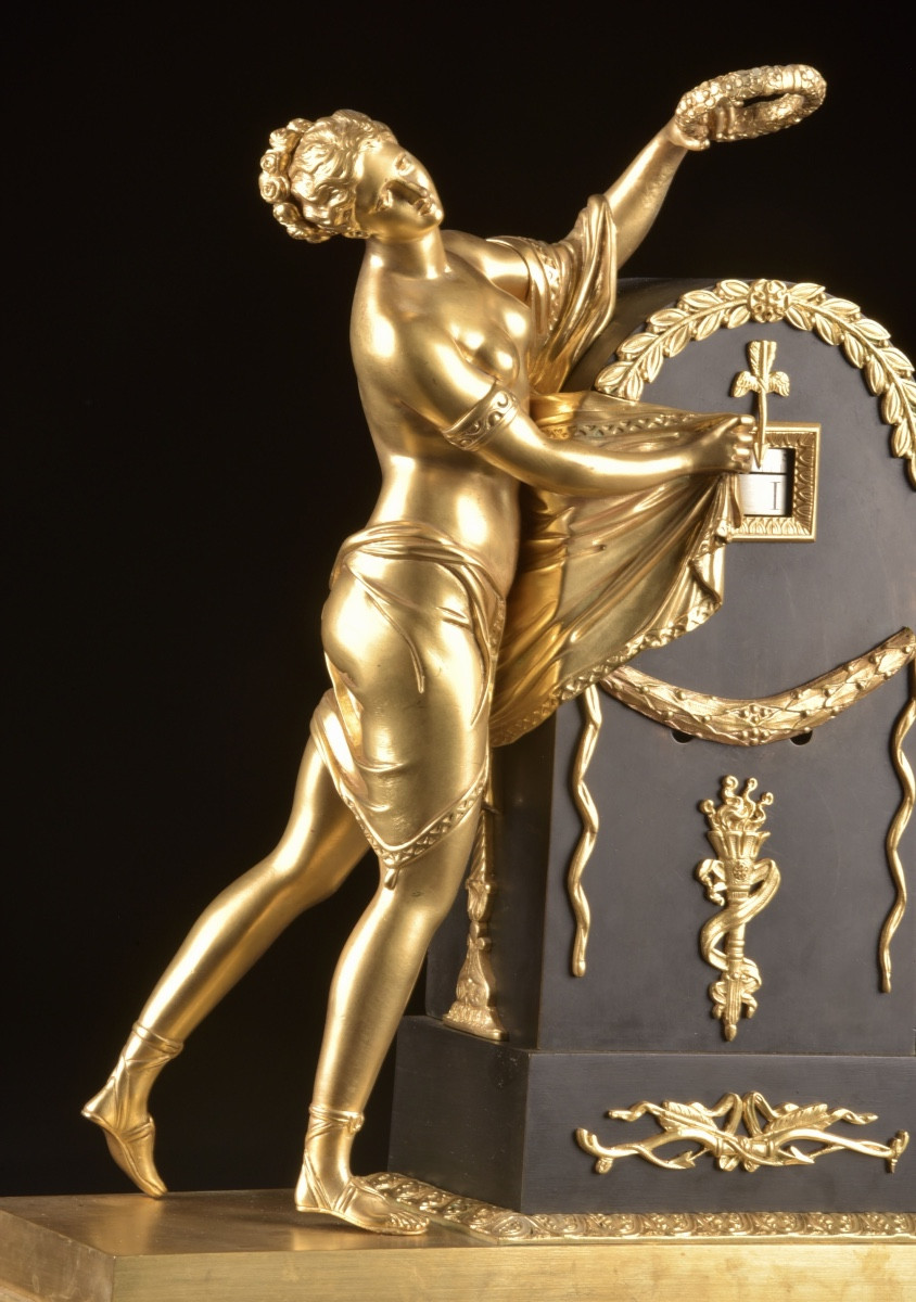 “l'oubli Du Temps” – Empire-style Cercle Tournant Mantel Clock After Claude Galle-photo-8