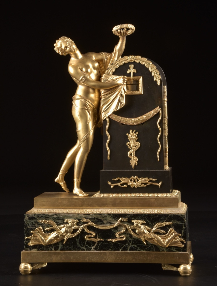 “l'oubli Du Temps” – Empire-style Cercle Tournant Mantel Clock After Claude Galle