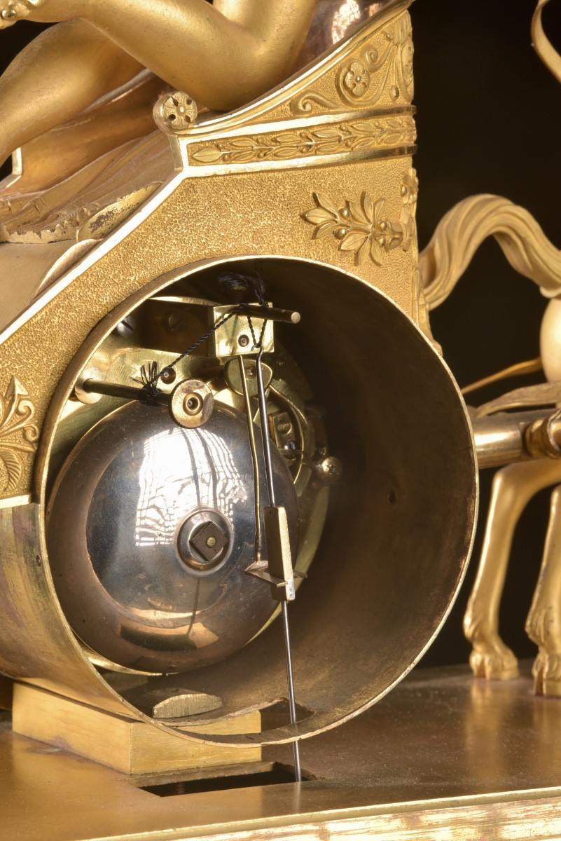 Gilded Bronze Allegorical Chariot Clock, Empire Period-photo-3
