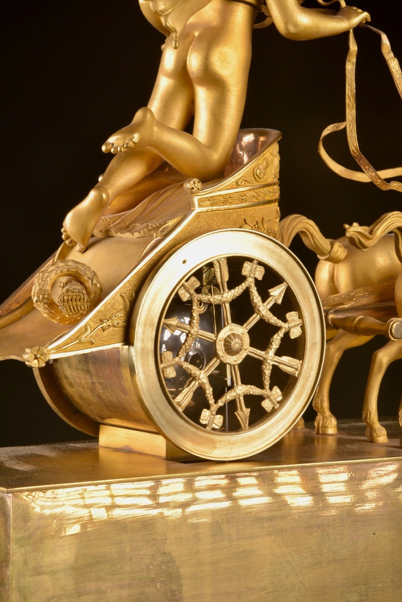 Gilded Bronze Allegorical Chariot Clock, Empire Period-photo-1