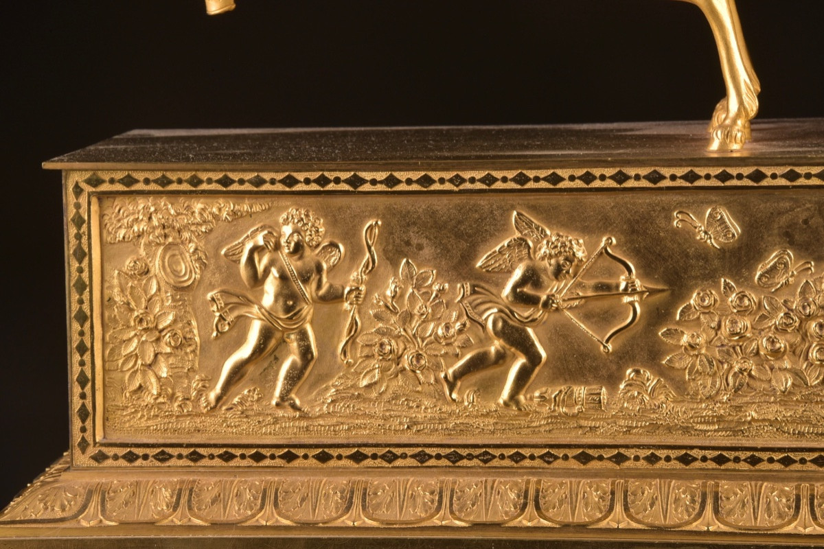 Gilded Bronze Allegorical Chariot Clock, Empire Period-photo-4