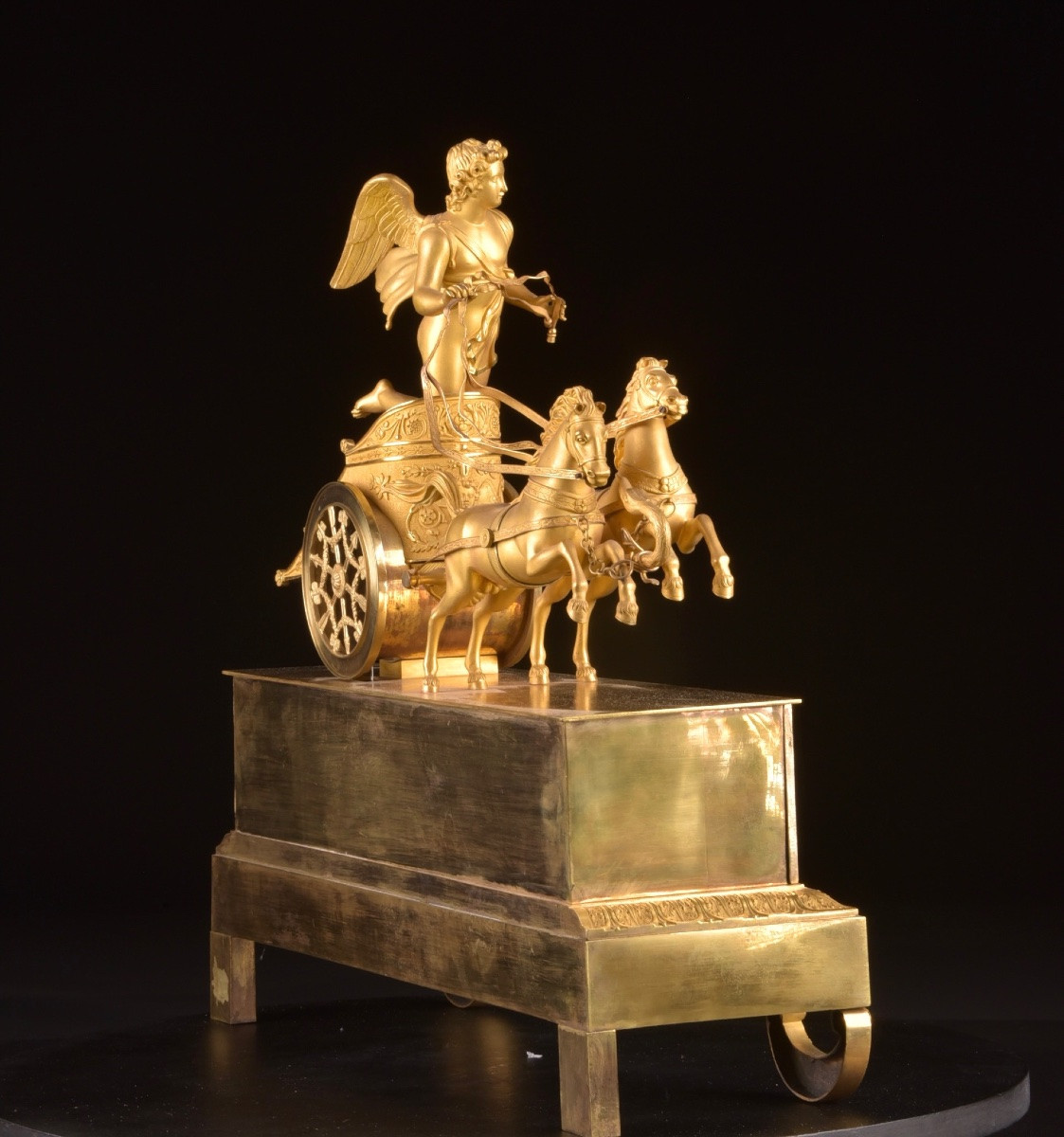 Gilded Bronze Allegorical Chariot Clock, Empire Period-photo-7