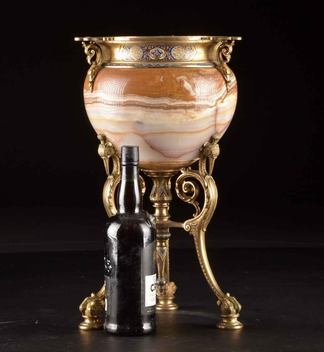 Cache-pot français en onyx d’Algérie, Attribué à Louis François Eugène Cornu (1827-1899)-photo-2