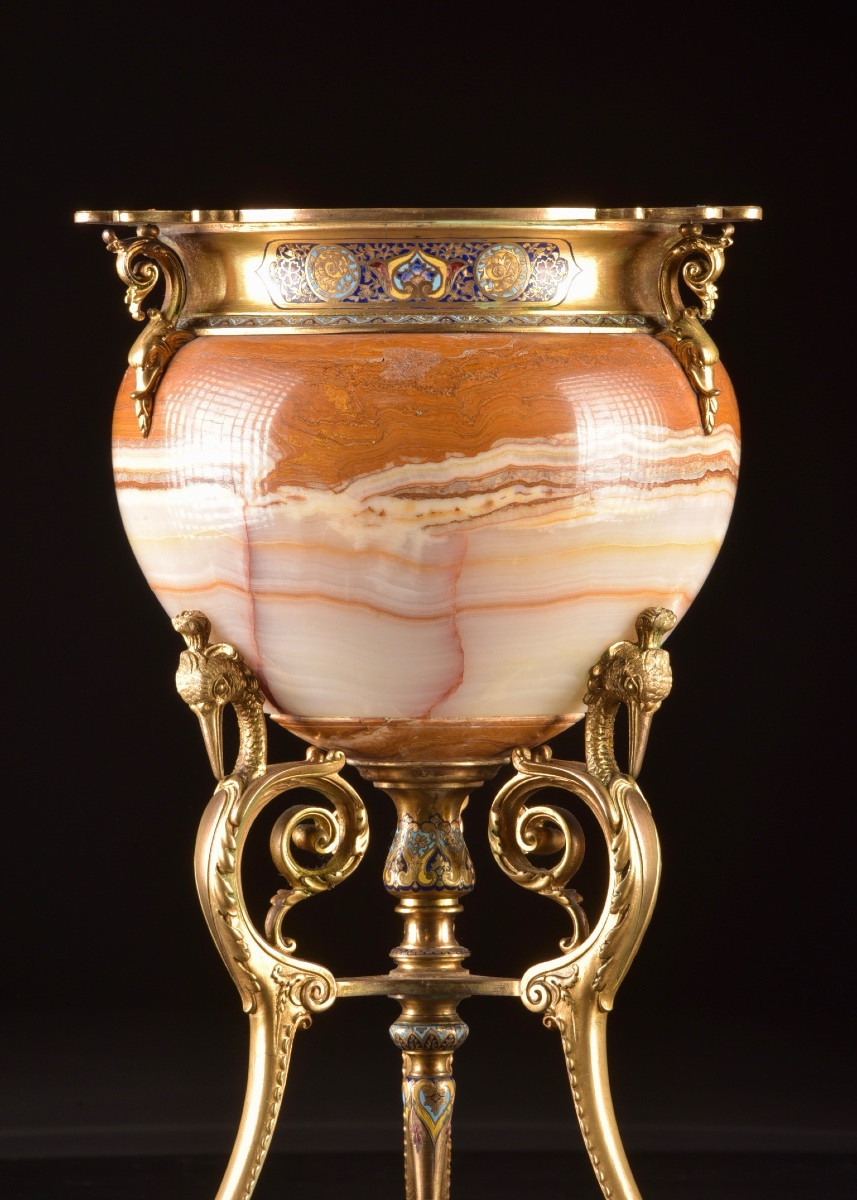 Cache-pot français en onyx d’Algérie, Attribué à Louis François Eugène Cornu (1827-1899)-photo-2