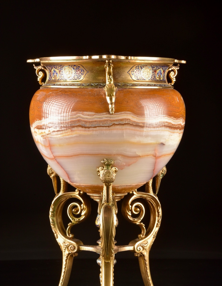 Cache-pot français en onyx d’Algérie, Attribué à Louis François Eugène Cornu (1827-1899)-photo-6