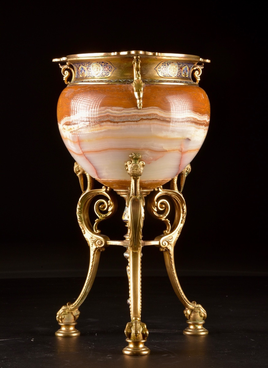 Cache-pot français en onyx d’Algérie, Attribué à Louis François Eugène Cornu (1827-1899)-photo-7