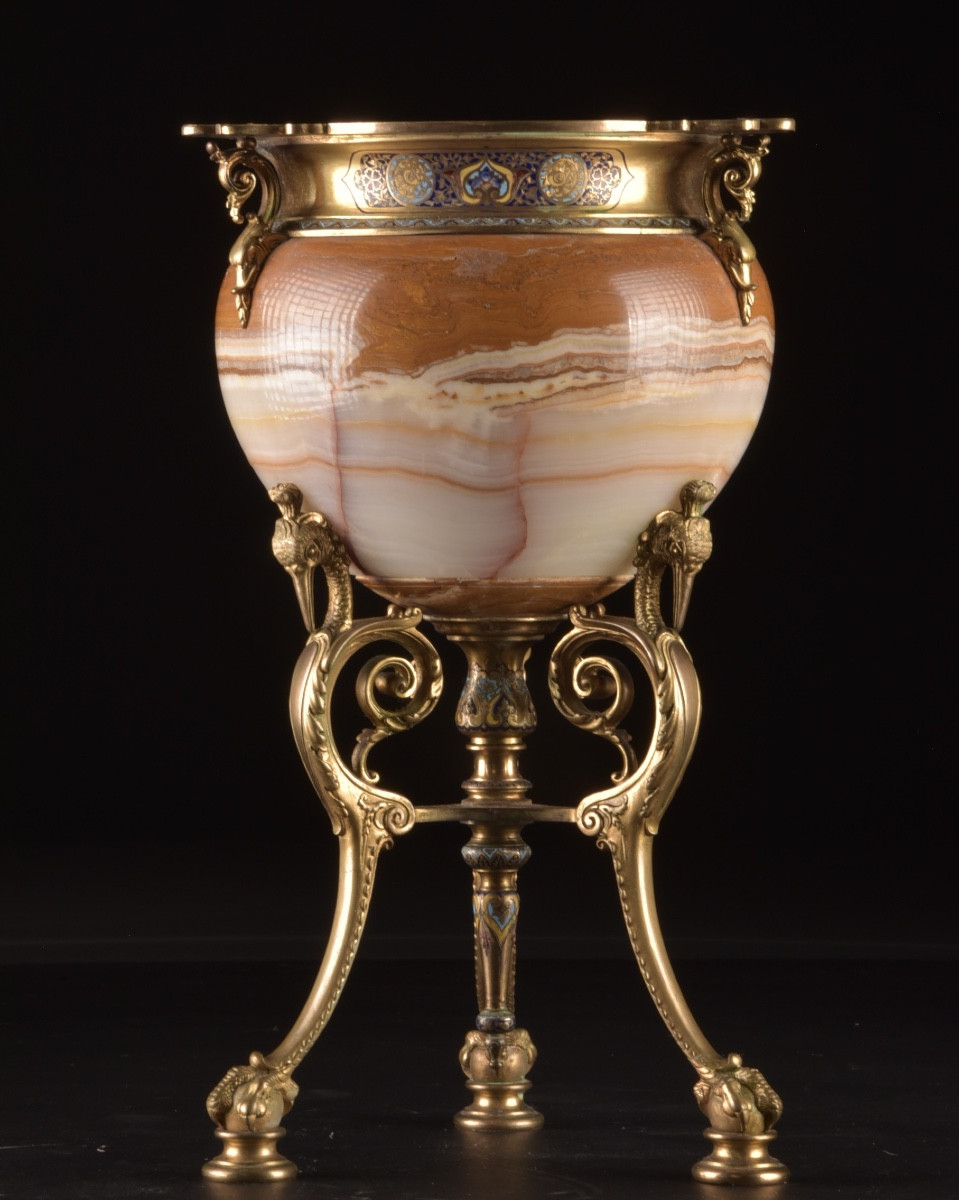 Cache-pot français en onyx d’Algérie, Attribué à Louis François Eugène Cornu (1827-1899)