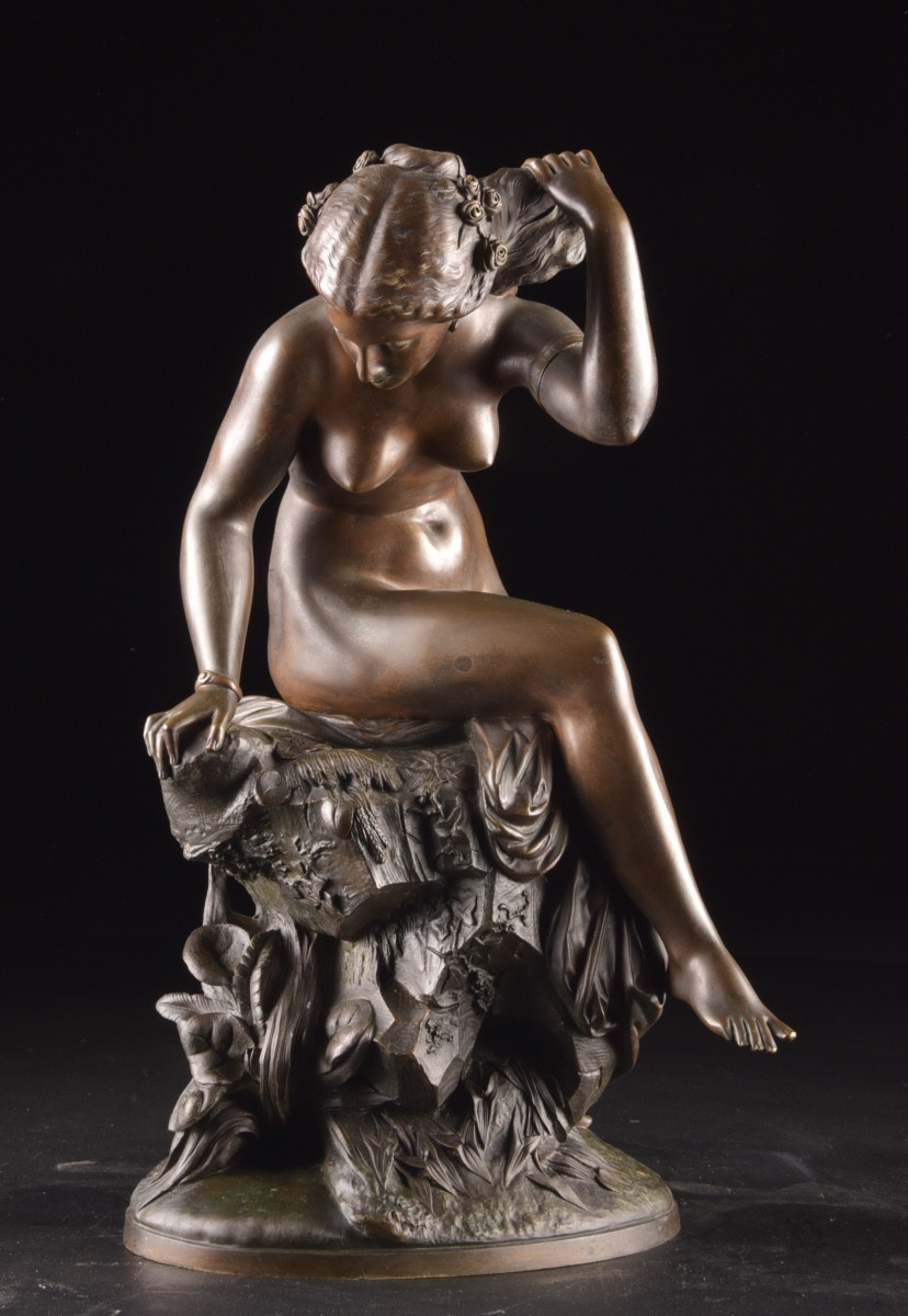 Sculpture en bronze – « Nymphe se mirant dans l’eau » Par Salvatore Marchi (1788–1859)-photo-3