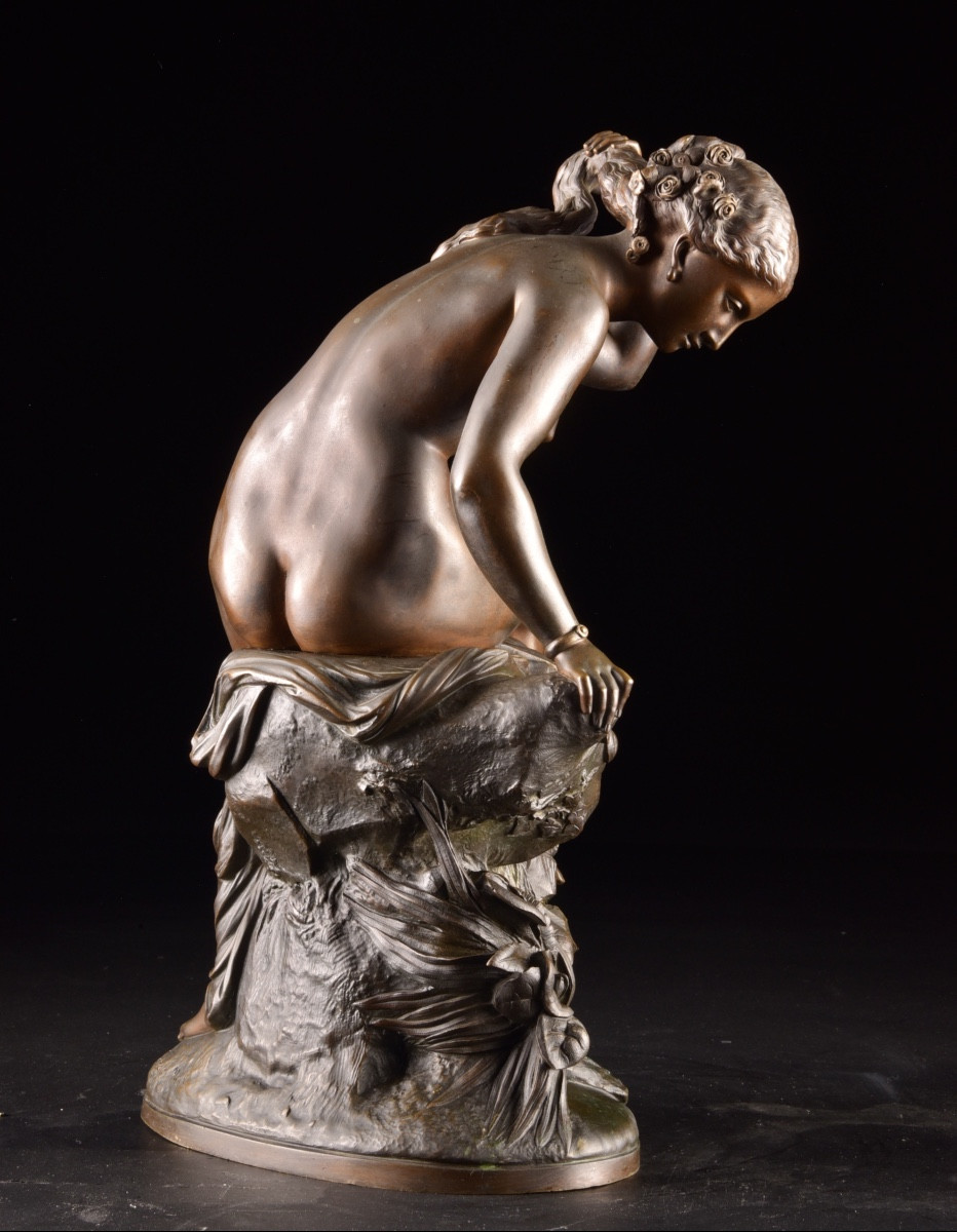 Sculpture en bronze – « Nymphe se mirant dans l’eau » Par Salvatore Marchi (1788–1859)-photo-4