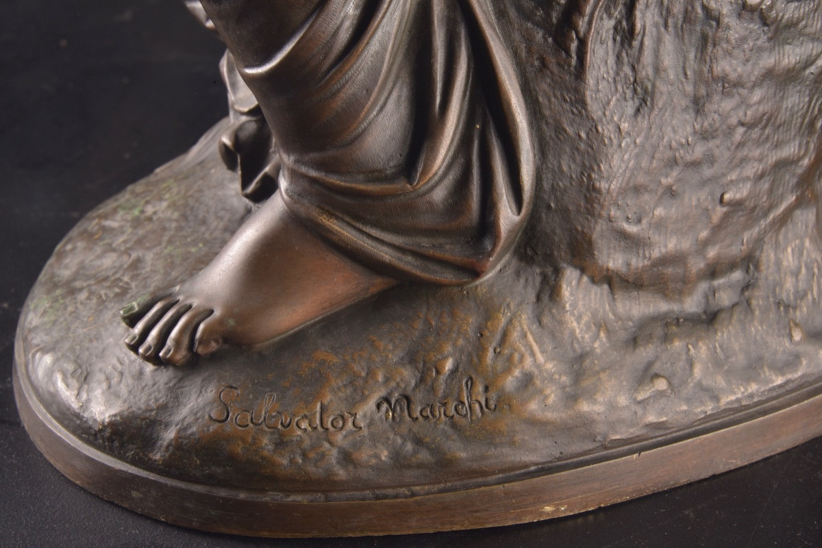 Sculpture en bronze – « Nymphe se mirant dans l’eau » Par Salvatore Marchi (1788–1859)-photo-4
