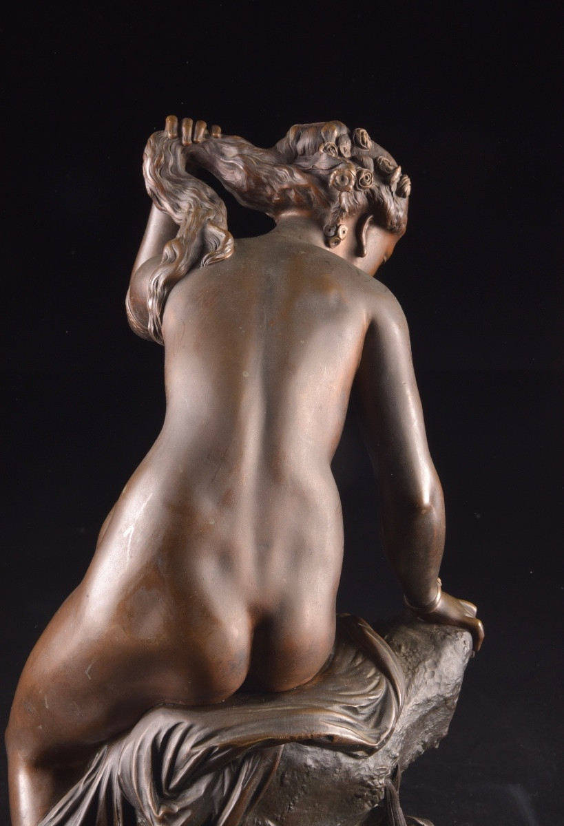 Sculpture en bronze – « Nymphe se mirant dans l’eau » Par Salvatore Marchi (1788–1859)-photo-5