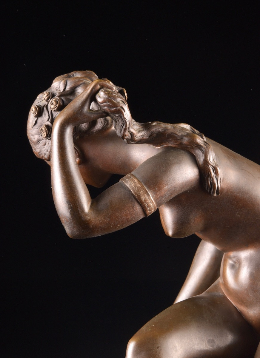 Sculpture en bronze – « Nymphe se mirant dans l’eau » Par Salvatore Marchi (1788–1859)-photo-6