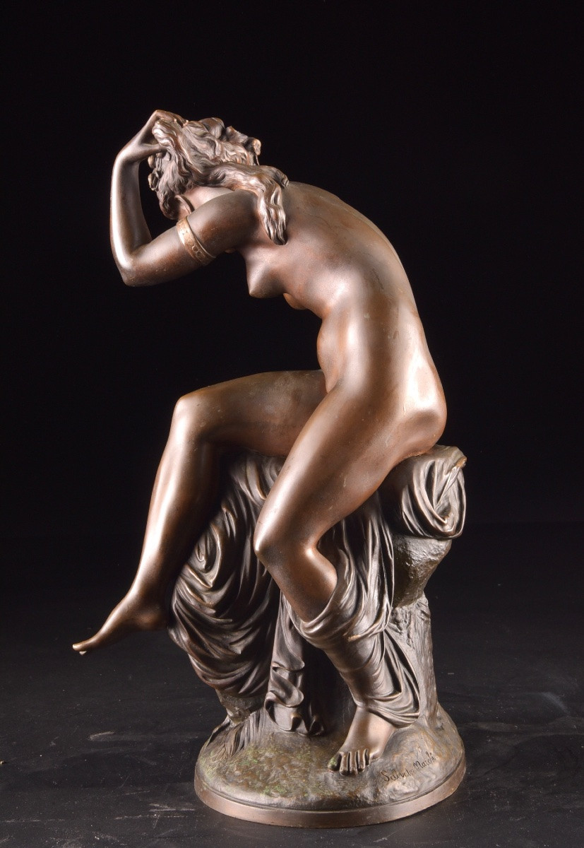 Sculpture en bronze – « Nymphe se mirant dans l’eau » Par Salvatore Marchi (1788–1859)-photo-8