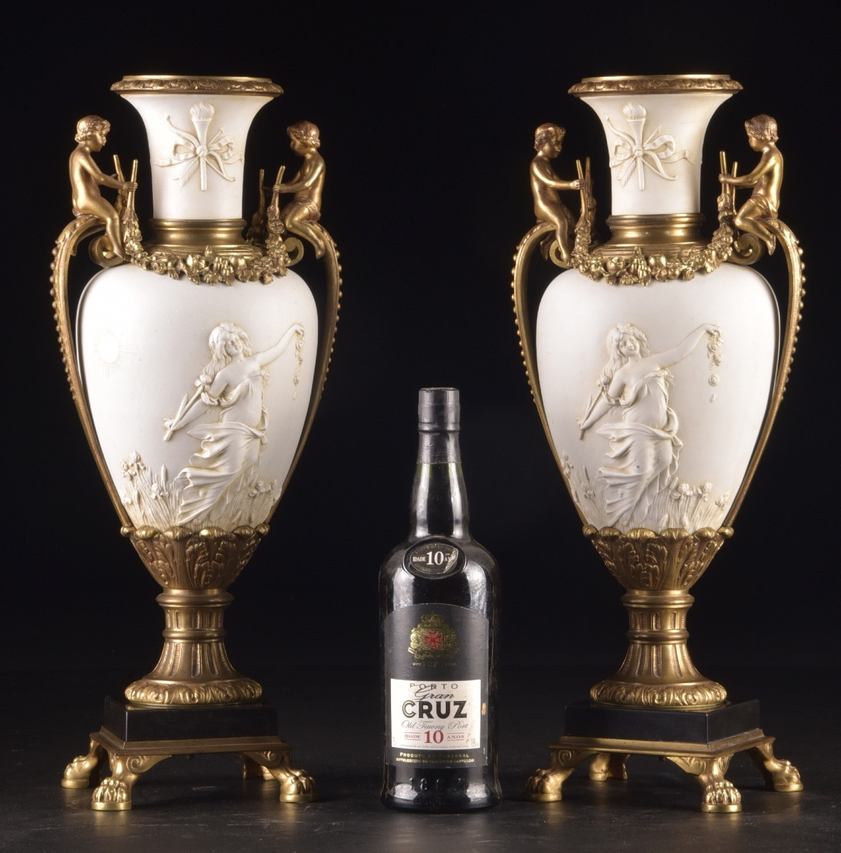 Pair Of Napoleon III Vases In Biscuit And Gilt Bronze-photo-4
