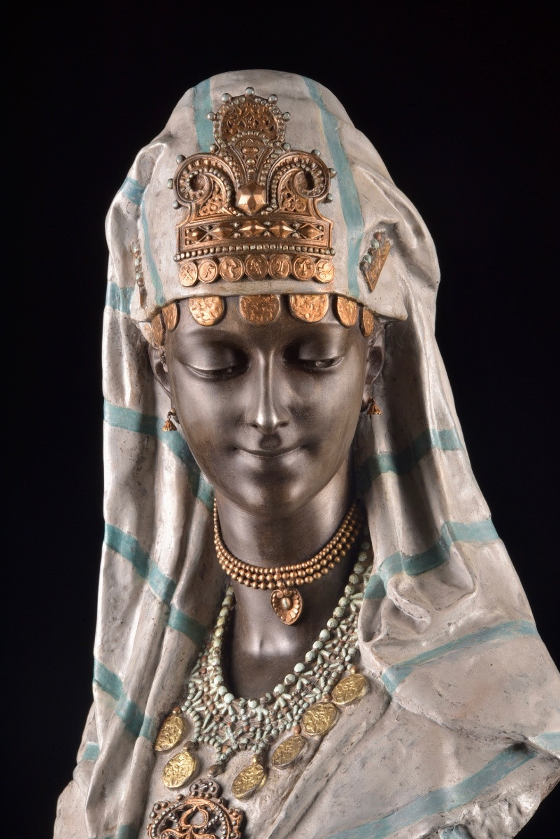 Buste orientaliste attribué à Henri Hottot (actif vers 1880–1900)-photo-8