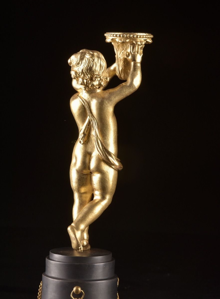 Pair Of Gilt And Patinated Bronze Candelabras – Napoleon III Period-photo-3