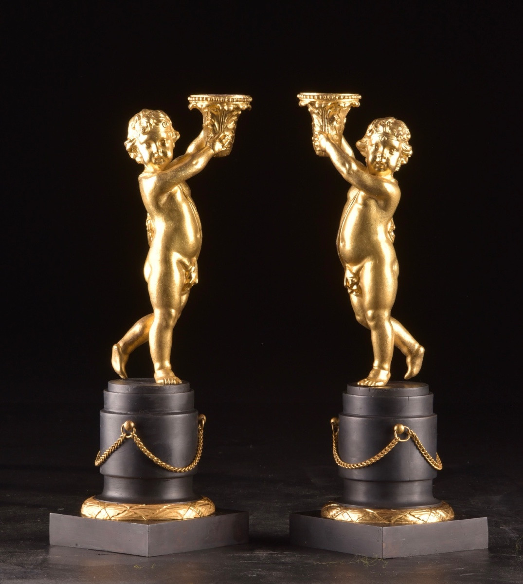 Pair Of Gilt And Patinated Bronze Candelabras – Napoleon III Period-photo-1