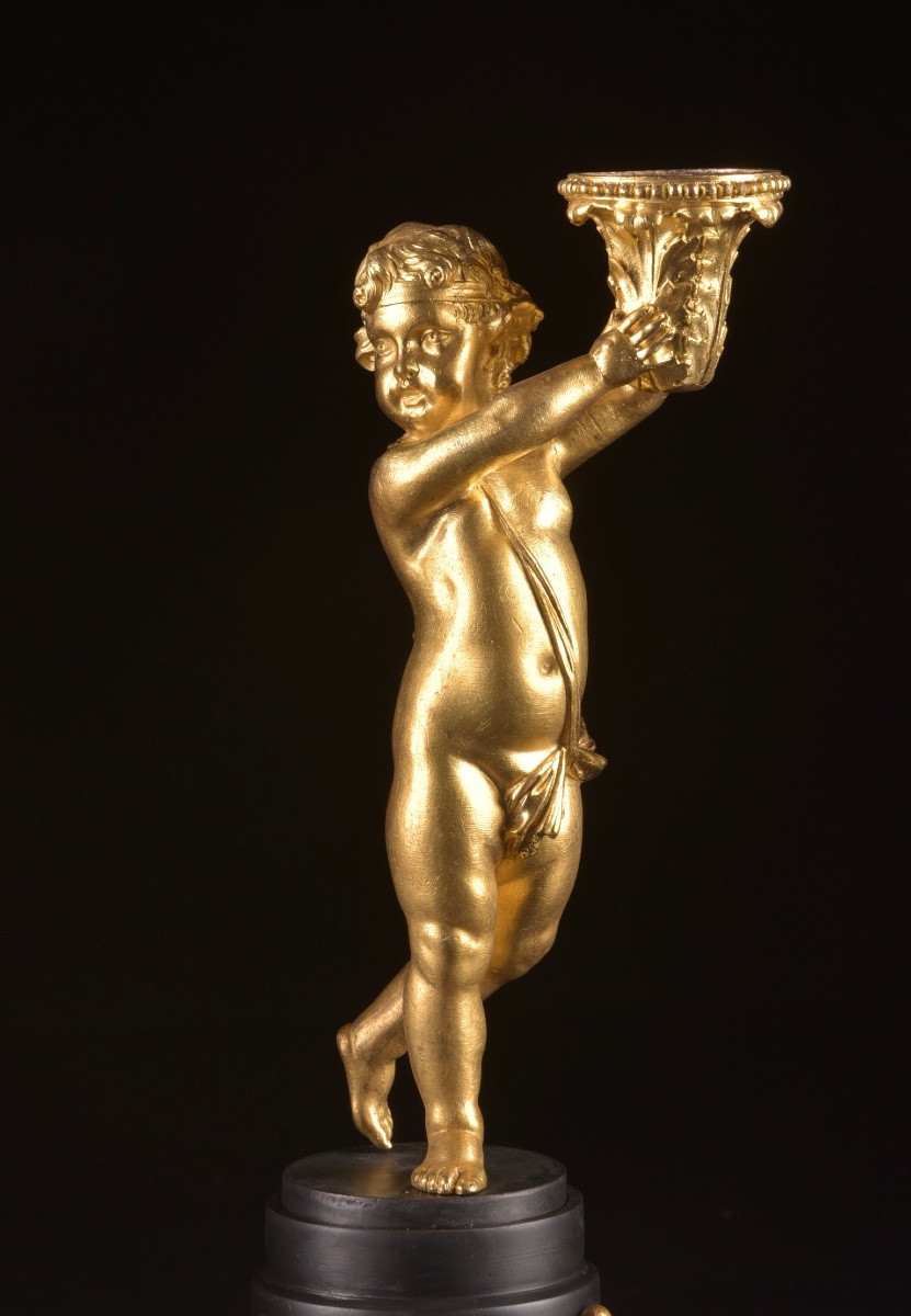 Pair Of Gilt And Patinated Bronze Candelabras – Napoleon III Period-photo-6