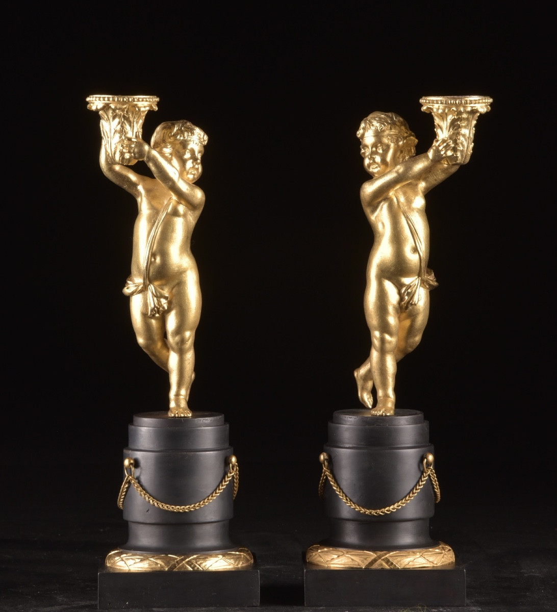 Pair Of Gilt And Patinated Bronze Candelabras – Napoleon III Period