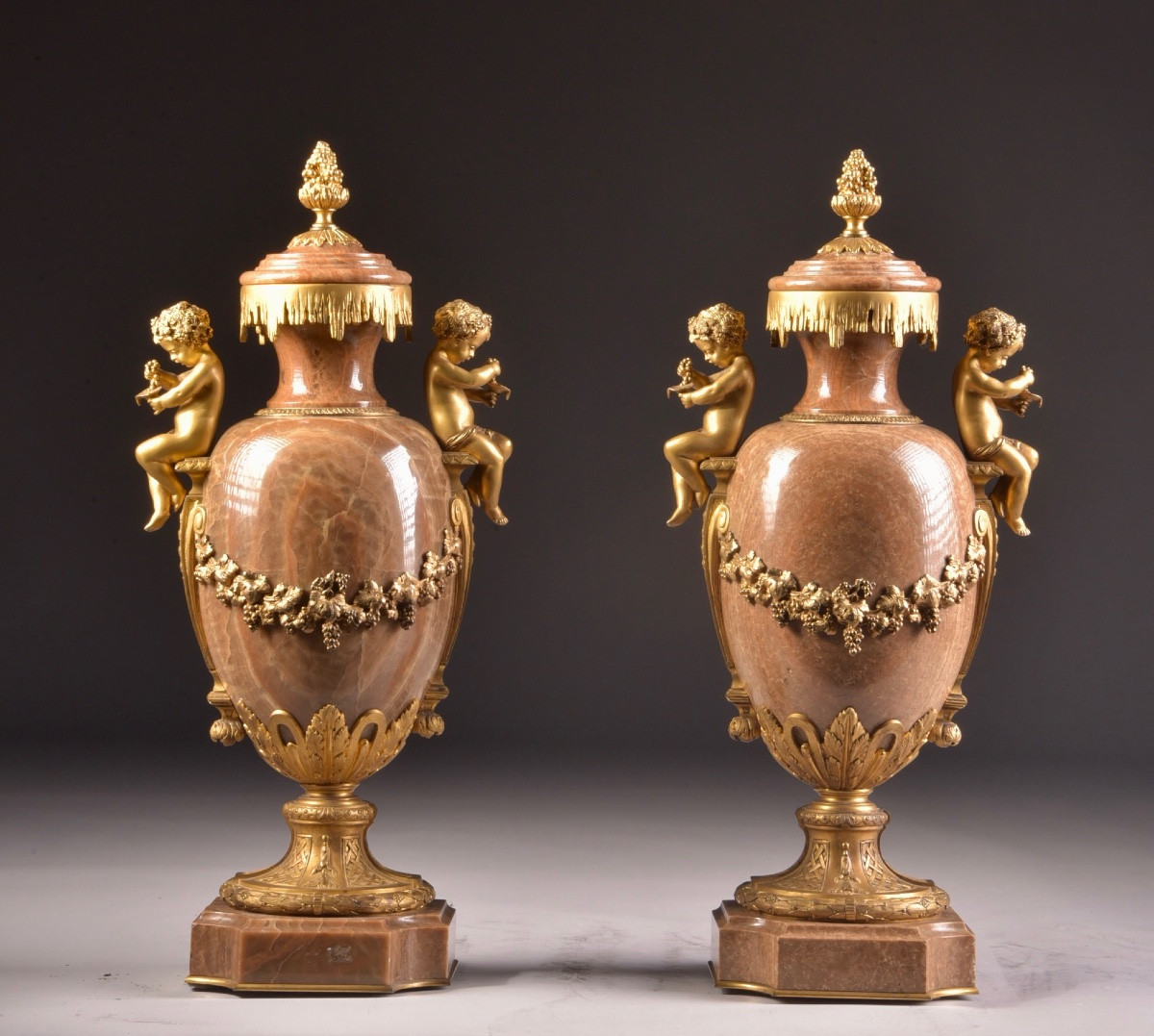 Pair Of Onyx And Gilt Bronze Cassolettes-photo-2