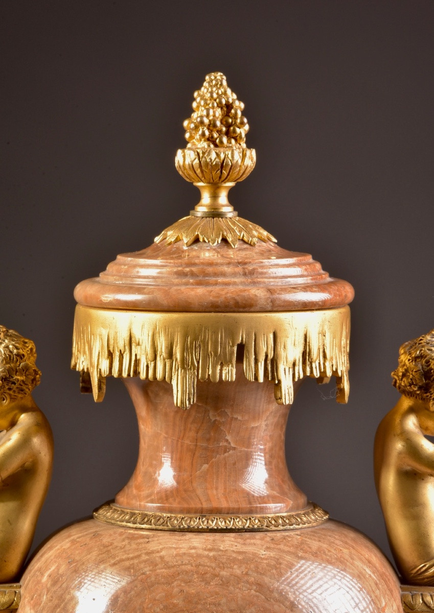 Pair Of Onyx And Gilt Bronze Cassolettes-photo-4