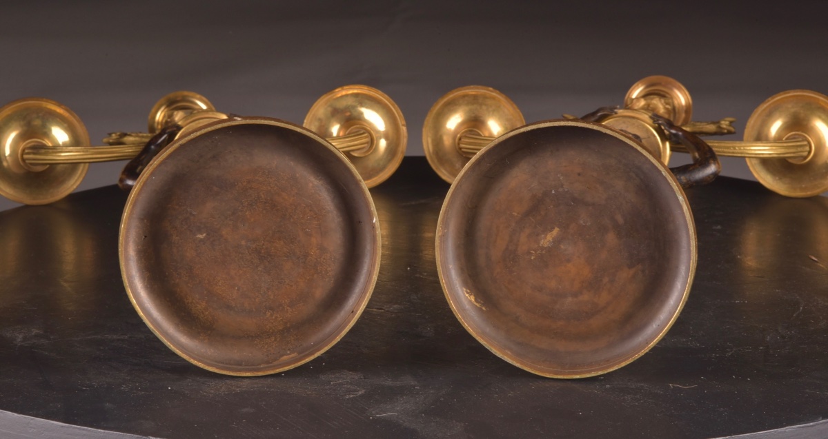 Pair Of Empire Candelabras In Gilt Bronze And Patinated Bronze, Circa 1810-photo-6